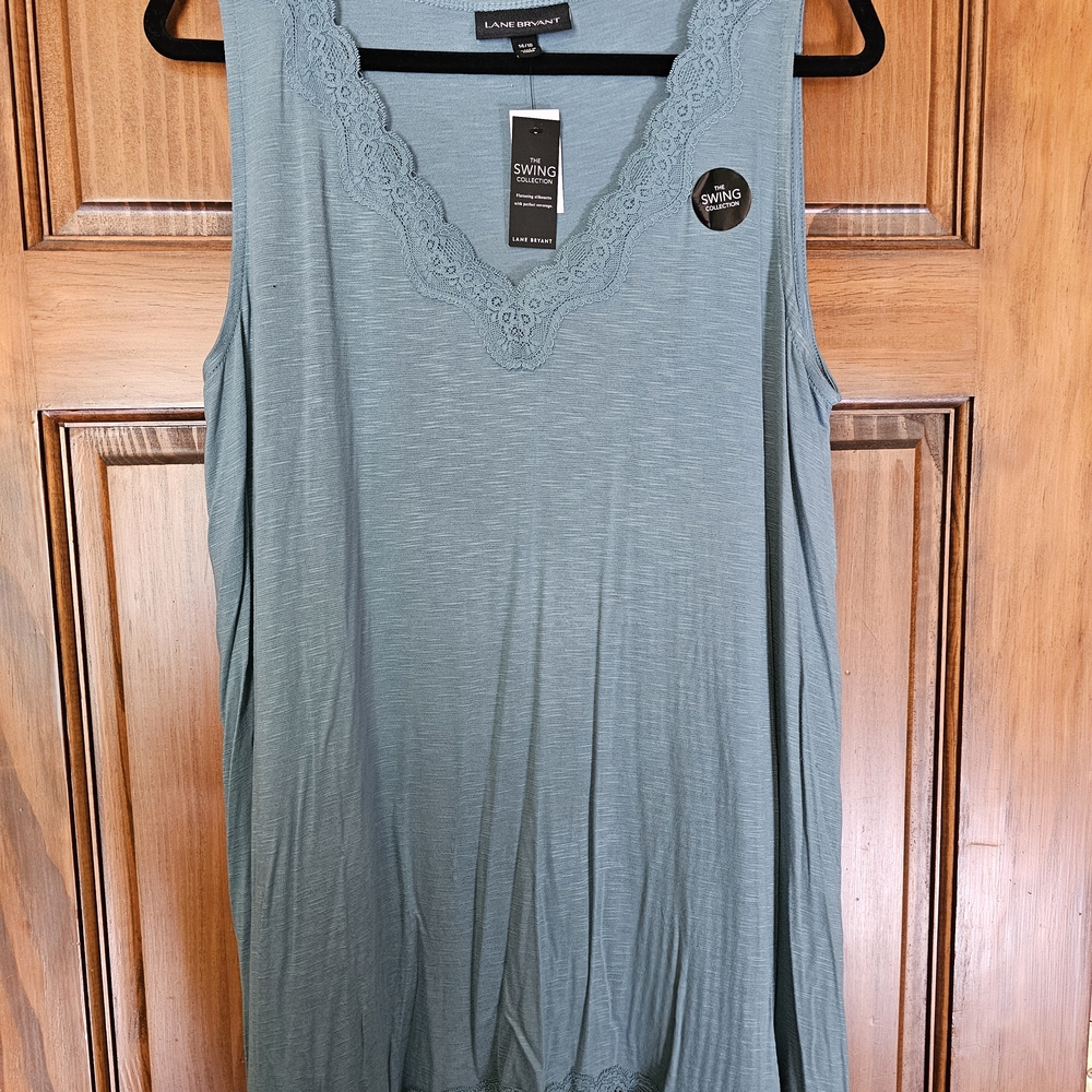 Lane Bryant Green Sleeveless Relaxed Tank Top